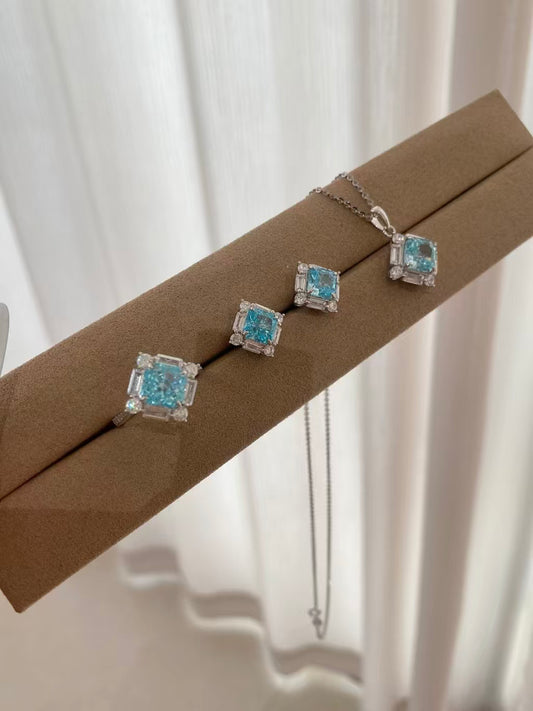 Paraiba Blue Zircon Pendant Necklace | S925 Silver