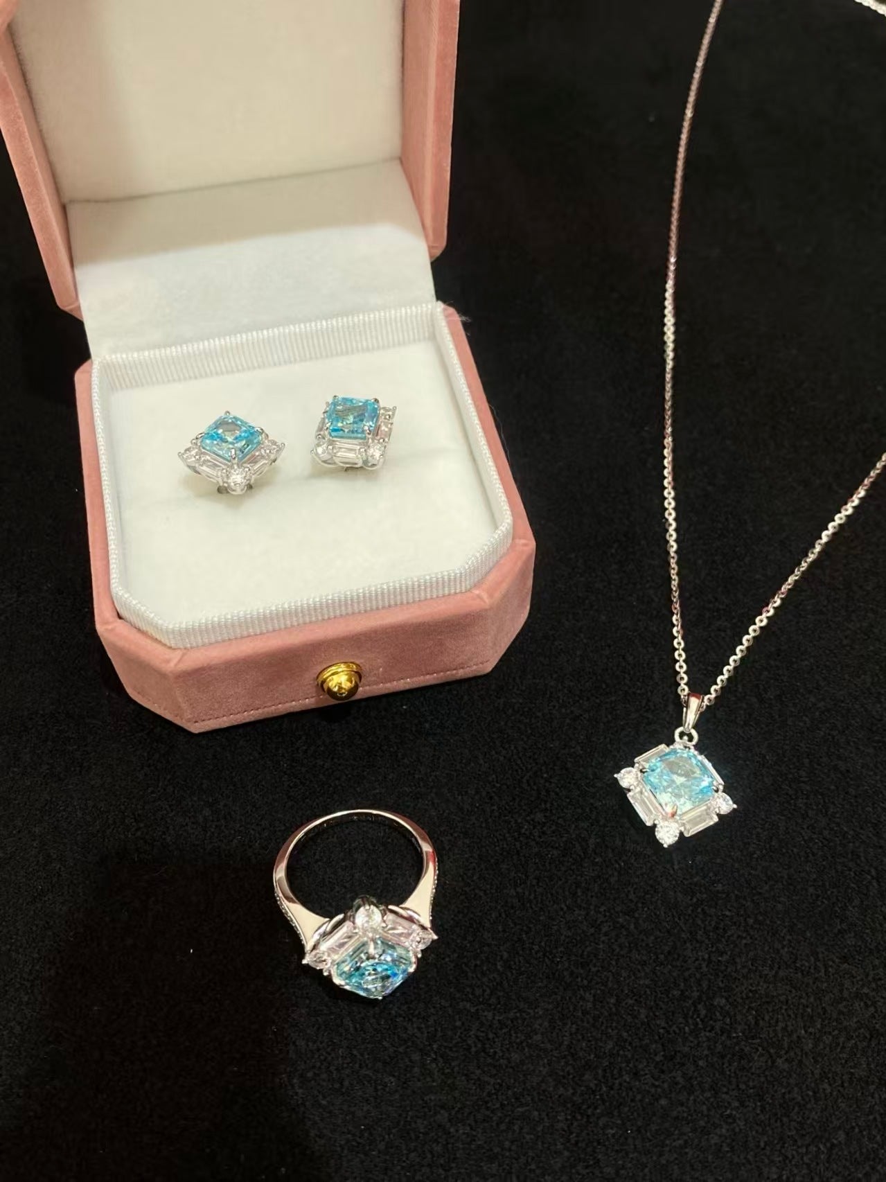 Paraiba Blue Zircon Stud Earrings | S925 Silver
