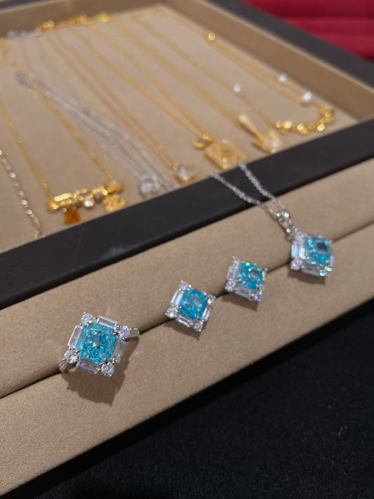 Paraiba Blue Zircon Pendant Necklace | S925 Silver