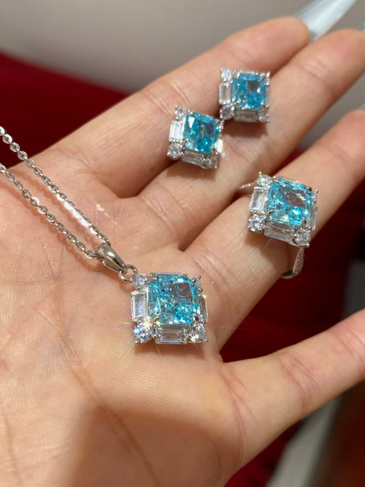 Paraiba Blue Zircon Stud Earrings | S925 Silver